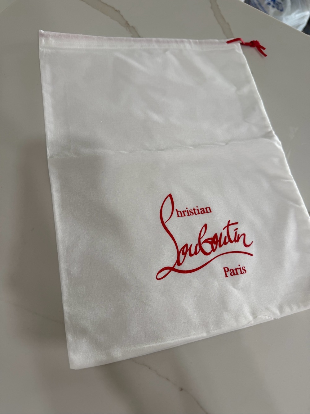 CHRISTIAN LOUBOUTIN DUST BAG TRAVEL SHOES PURSE Paris 15.75 x 12" WHITE Wallet